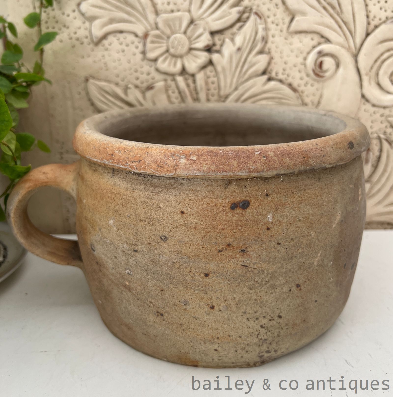 Antique French Rare Earthenware Stoneware Confit Pot - B07722   detail 05